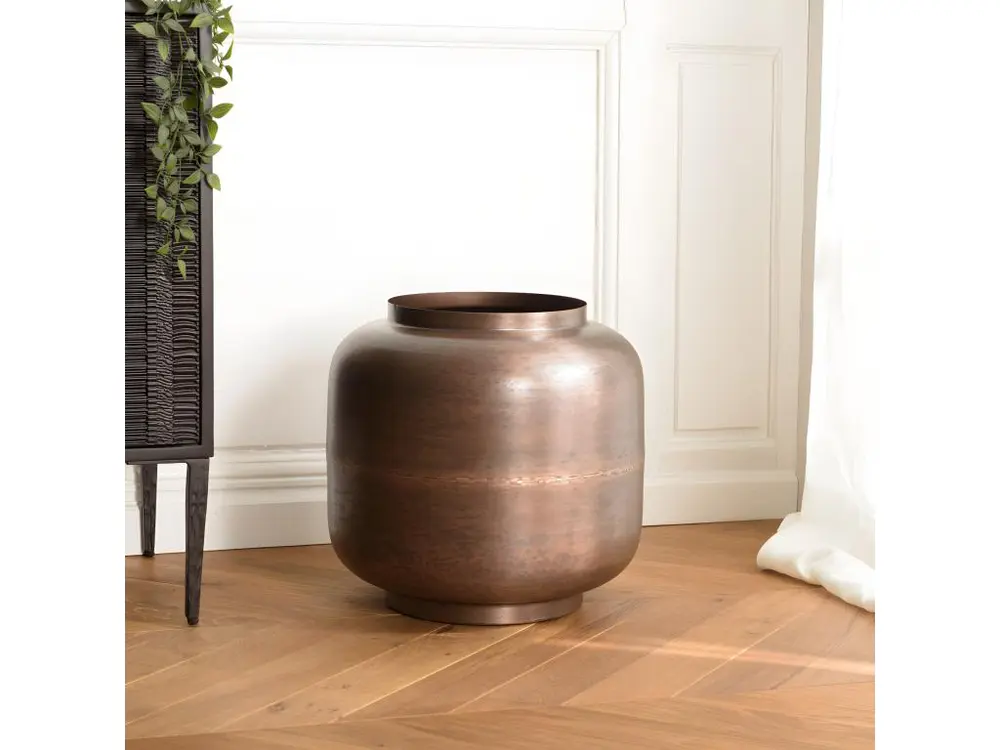 JONAS - Vase largeur 40cm hauteur 38.5cm acier couleur bronze cuivré