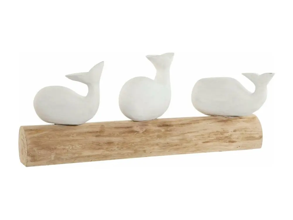 Figura Decorativa Home ESPRIT Branco Natural Baleia Mediterrâneo 52 x 12 x 21 cm