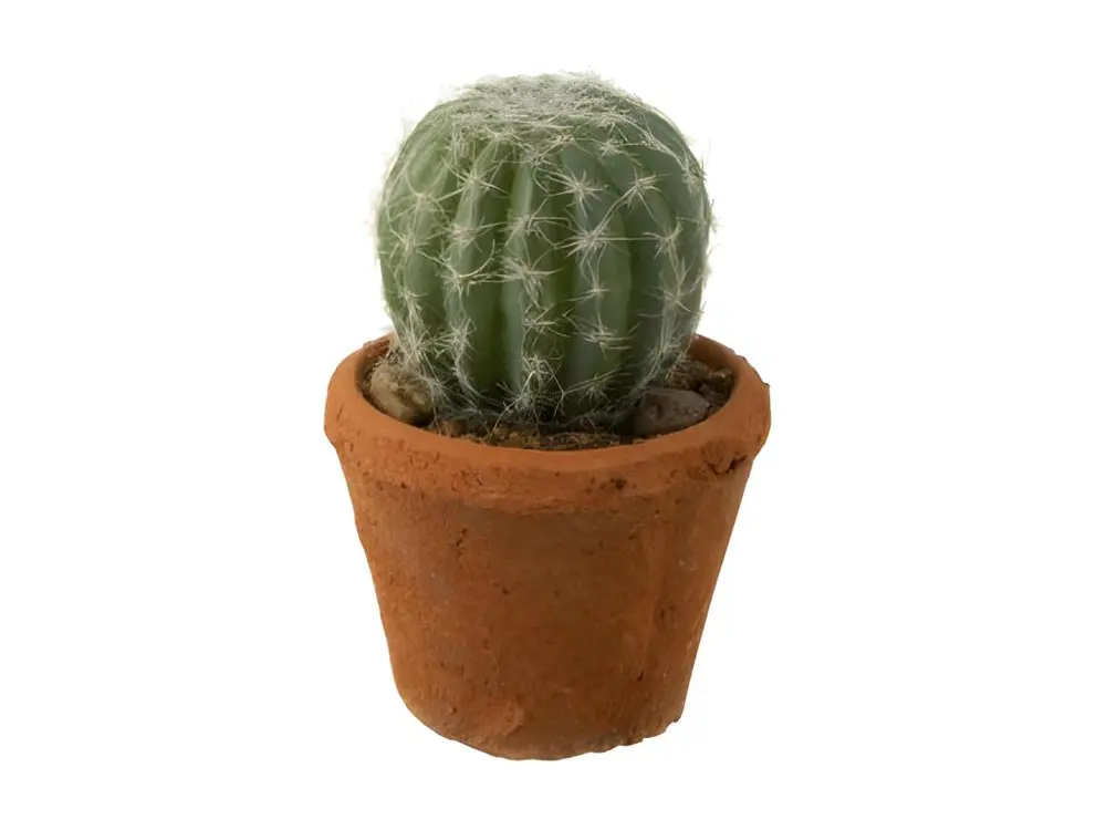 Cactus artificiel rond dans pot en plastique vert 11x11x15 cm