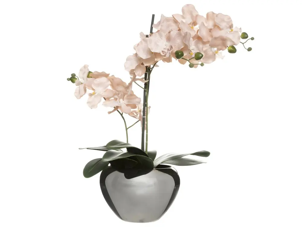 Plante artificielle Orchidée Rose pot en céramique argenté H 56 cm