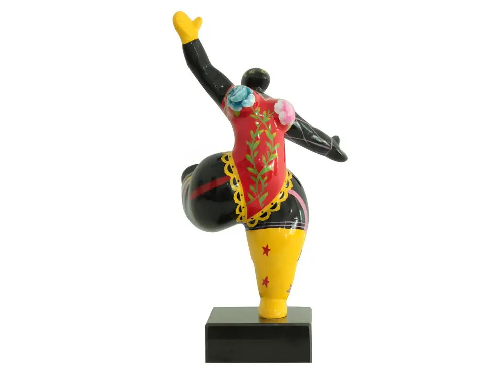 Statue femme jambe levée peintures multicolores H33 cm - LADY CIRCUS