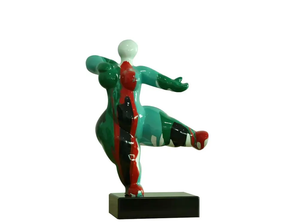 Statue femme figurine danseuse décoration verte style pop art - objet design moderne