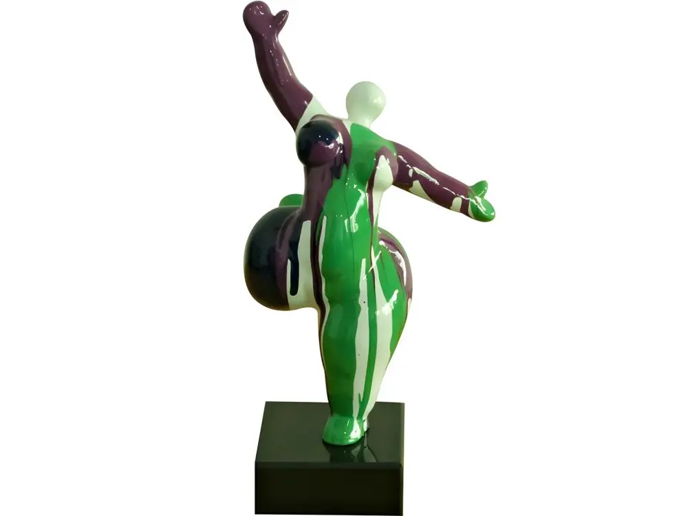 Statue femme figurine danseuse décoration verte marron style pop art