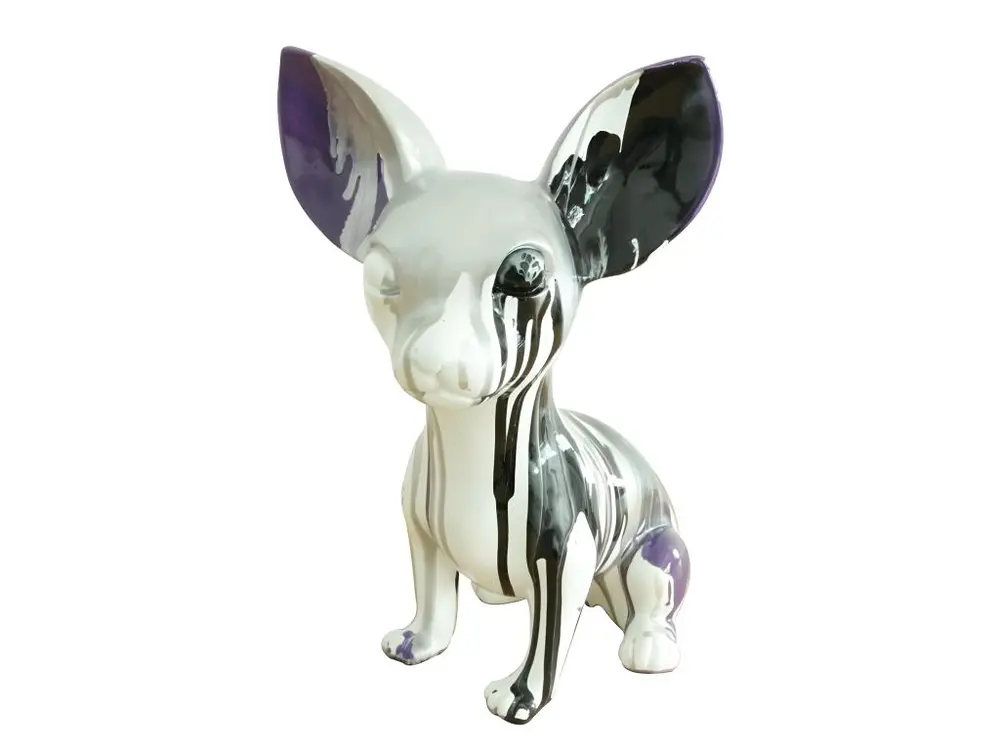 Statue chihuahua noir violet gris