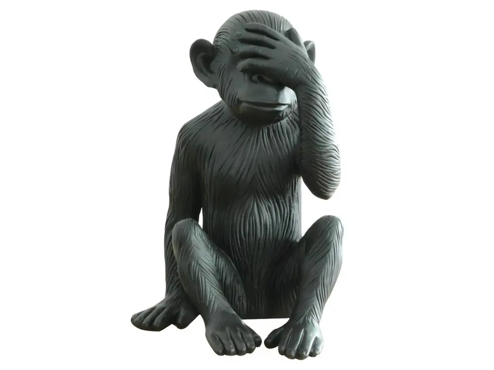 Statue singe noir mat avec main sur les yeux H39 cm - RAFIKI