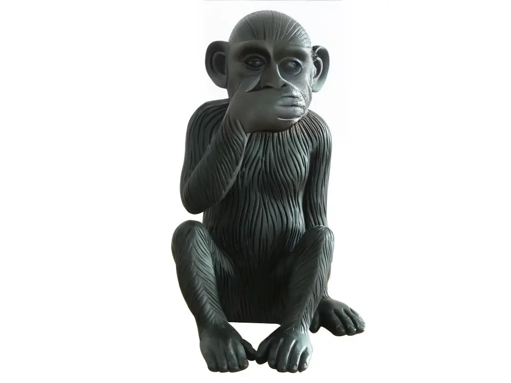 Statue singe noir mat avec main sur la bouche H39 cm - RAFIKI