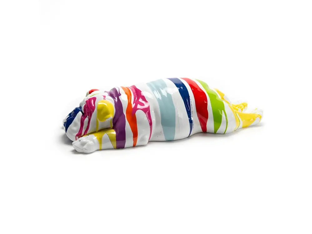 Chien couché Trash 60 cm blanc et multicolore