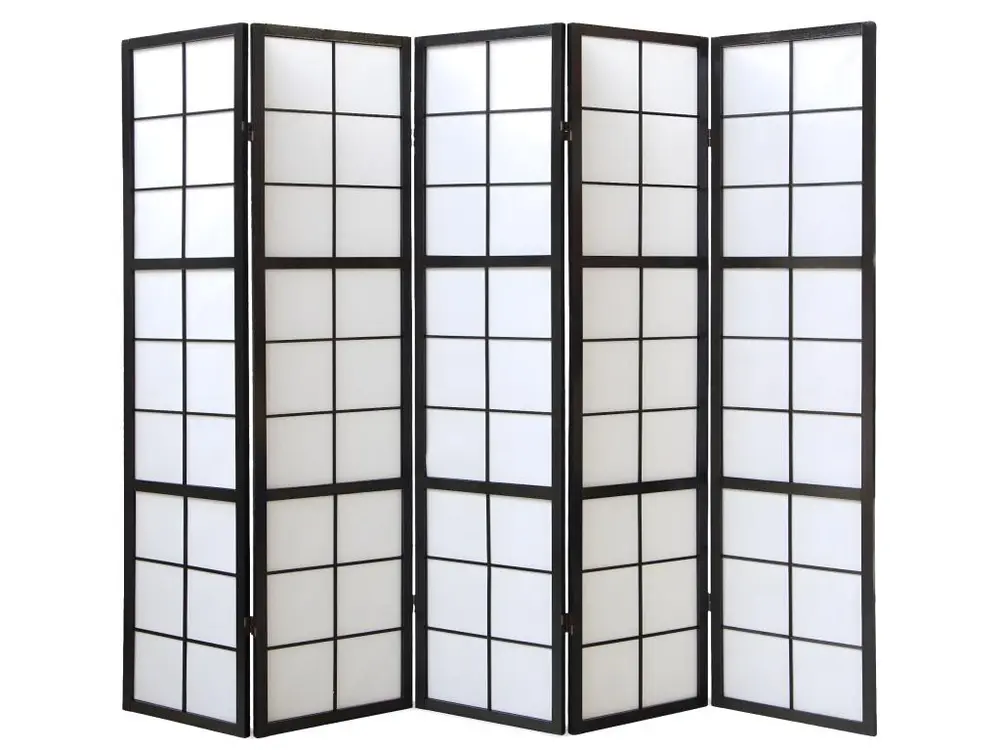 Paravent japonais Shoji en bois noir 5 pans