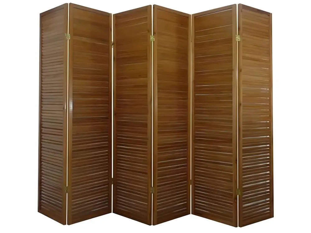 Paravent turbo bois brun de 6 pans, 264 x 175 x 2 cm