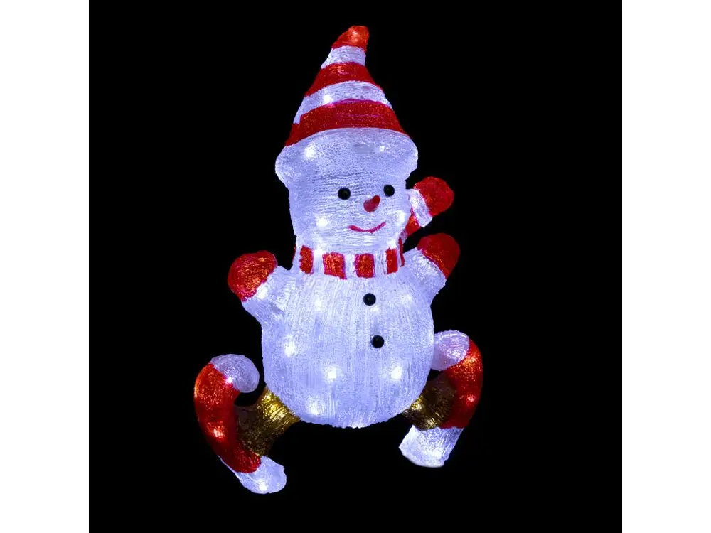 Déco lumineuse Bonhomme de neige en patin 60 LED Blanc froid H 50 cm