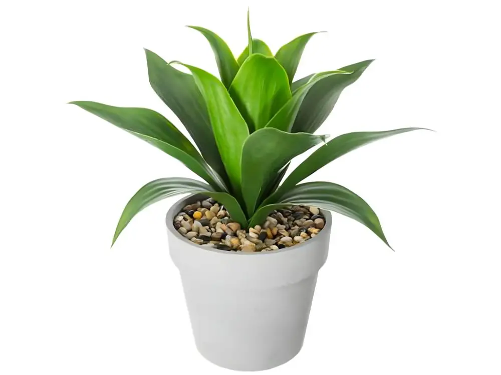 Plante artificielle en ciment et plastique, gris - Dim : L.28 x l.28 x H.34 cm