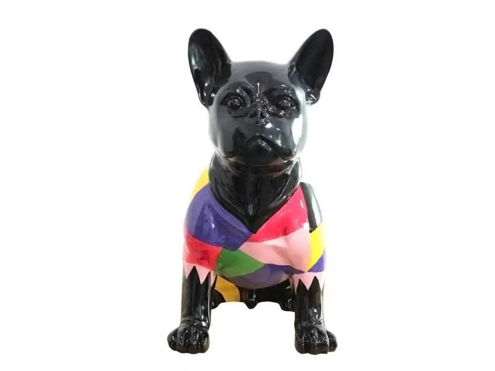 Statue bulldog français multicolore en résine - MARTIN