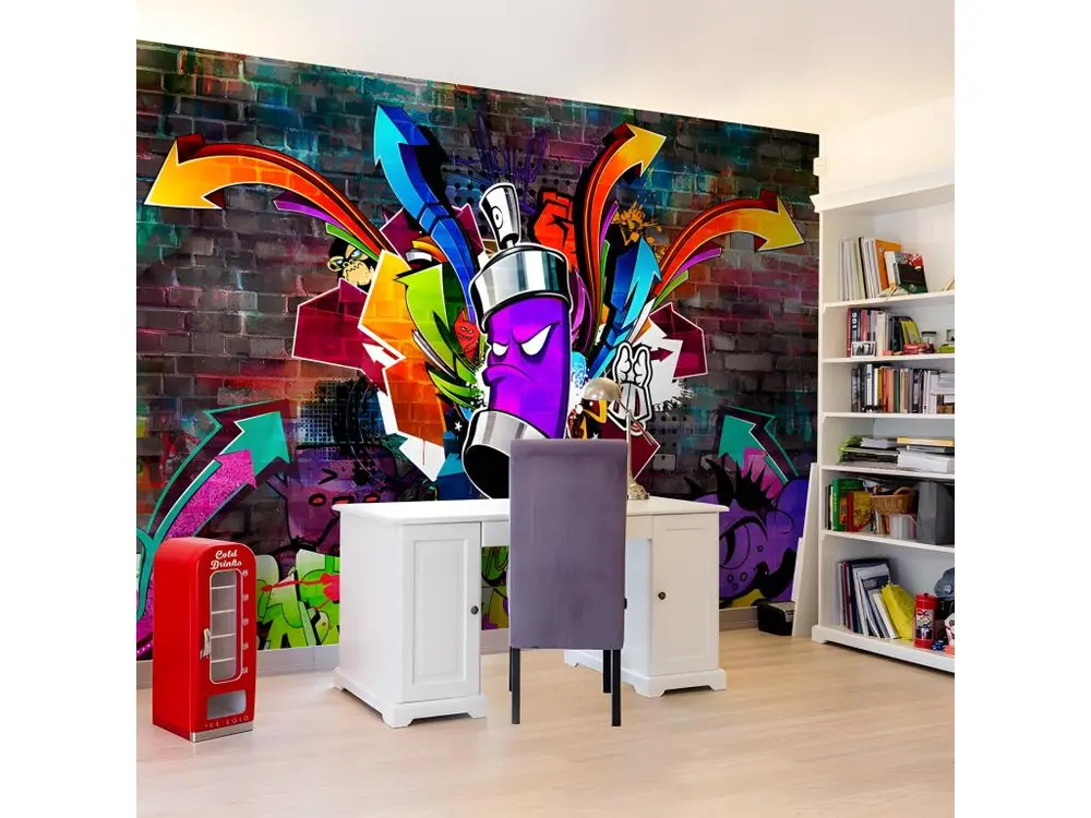 Papier peint intissé Street art Graffiti: Colourful attack : Taille - 100 x 70 cm