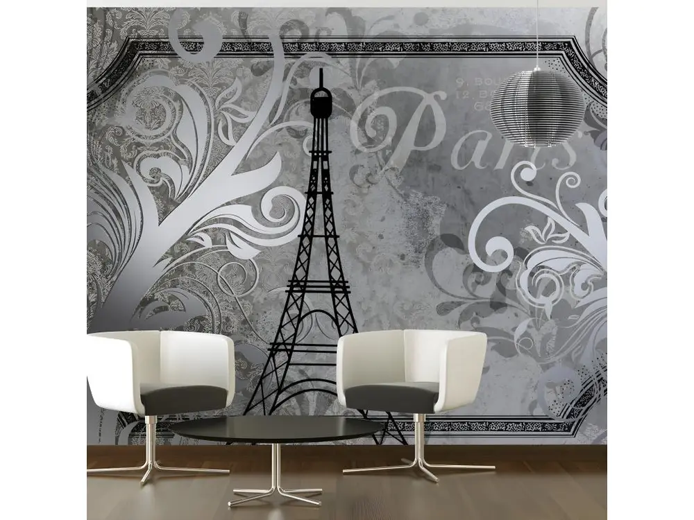 Papier peint intissé Vintage et Retro Vintage Paris - silver : Taille - 100 x 70 cm