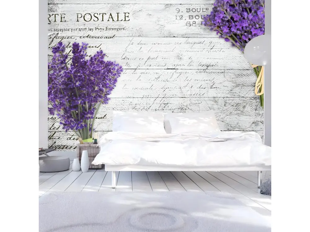 Papier peint intissé Vintage et Retro Lavender postcard : Taille - 400 x 280 cm