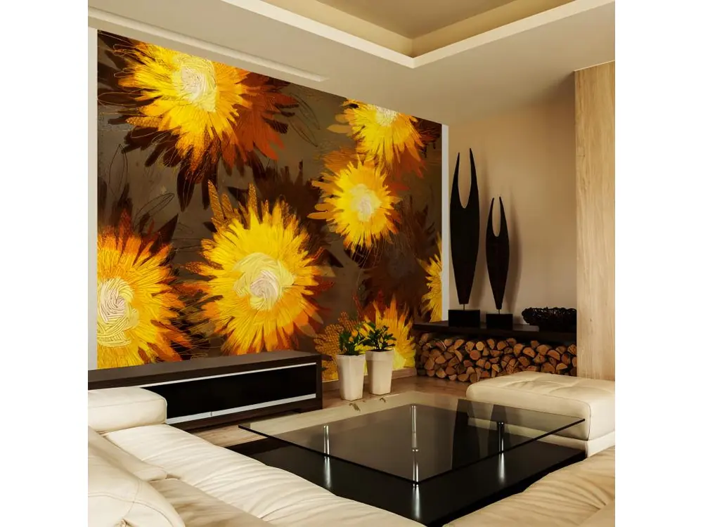 Papier peint intissé Fleurs Sunflower dance : Taille - 300 x 210 cm