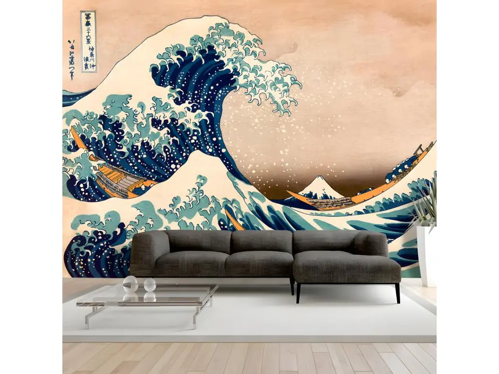 Papier peint intissé Vintage et Retro Hokusai: The Great Wave off Kanagawa (Reproduction) : Taille - 200 x 140 cm