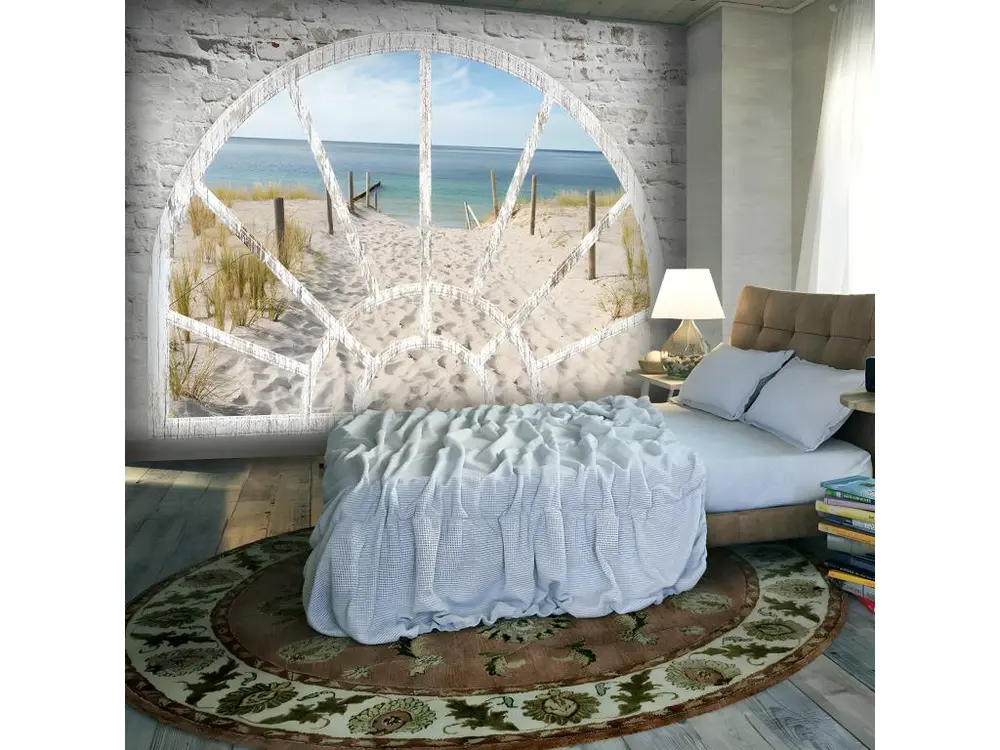 Papier peint intissé Paysages Window View - Beach : Taille - 350 x 245 cm