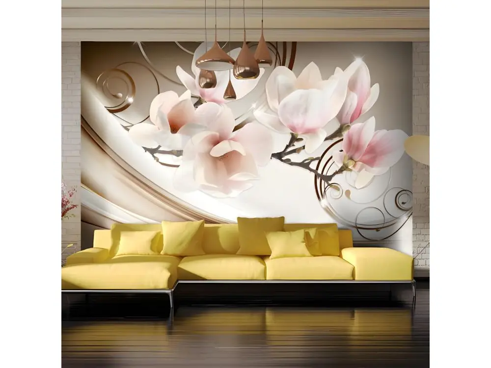 Papier peint intissé Fleurs Waves of Magnolia : Taille - 150 x 105 cm