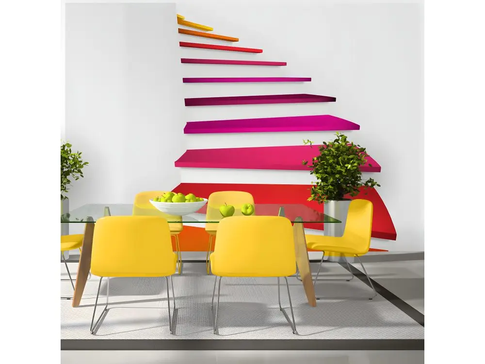 Papier peint intissé 3D et Perspective Colorful stairs : Taille - 250 x 175 cm