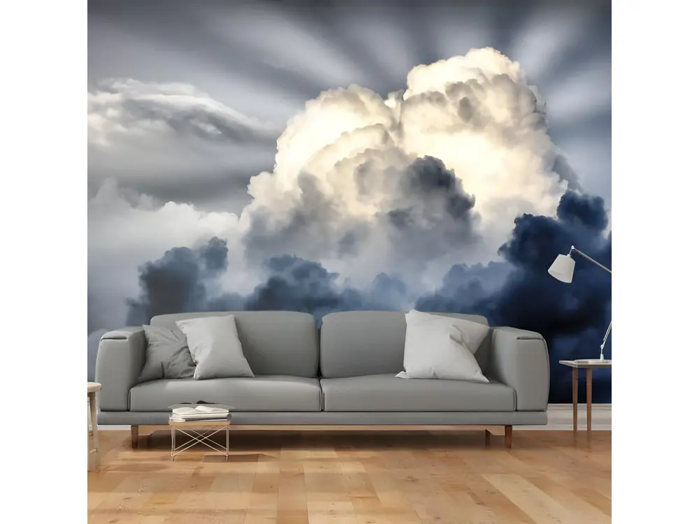 Papier peint intissé Paysages Rayons de soleil sur un ciel nuageux : Taille - 350 x 270 cm