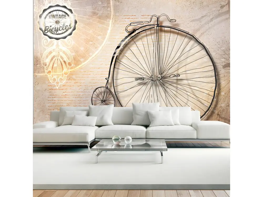 Papier peint intissé Vintage et Retro Vintage bicycles - sepia : Taille - 300 x 210 cm