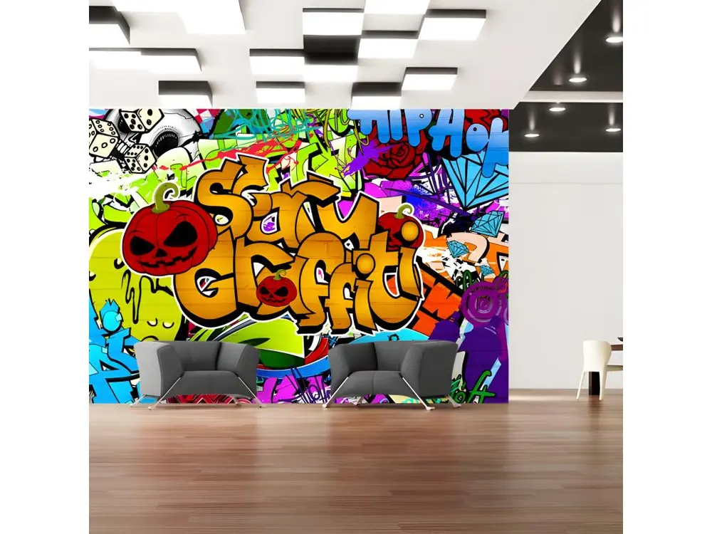 Papier peint intissé Street art Scary graffiti : Taille - 400 x 280 cm