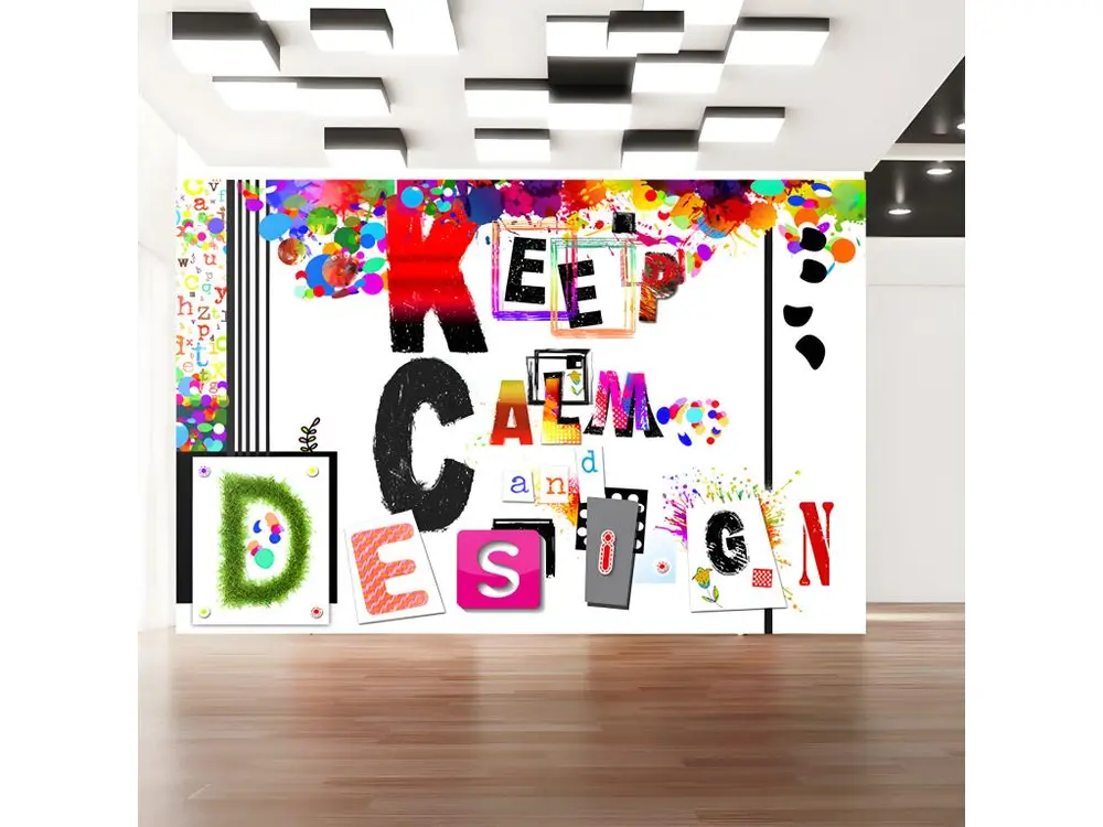 Papier peint intissé Textes Keep Calm and Design : Taille - 150 x 105 cm