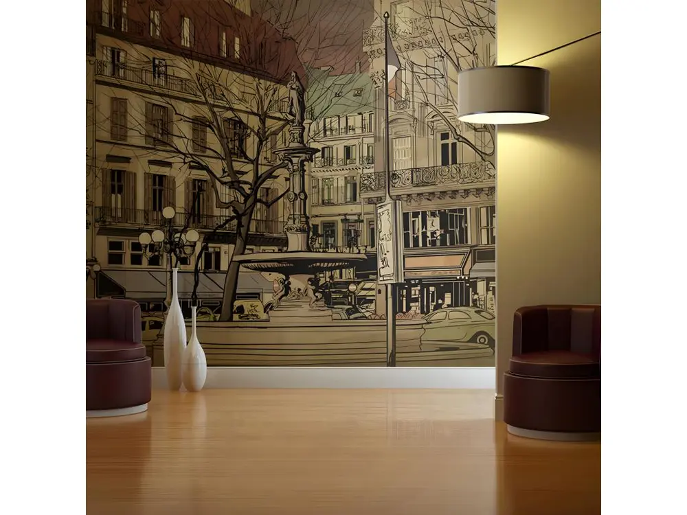 Papier peint intissé Ville et Architecture Parisian fountain : Taille - 350 x 270 cm