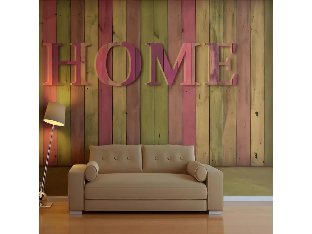 Papier peint intissé Textes house (pink) : Taille - 350 x 270 cm