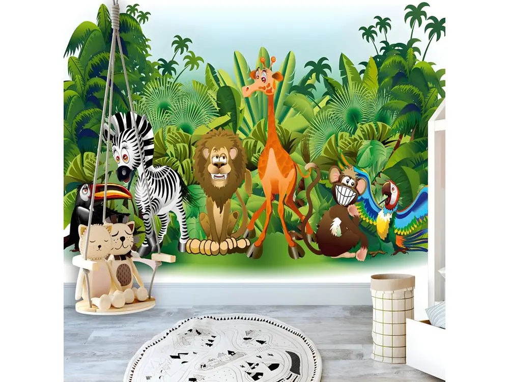 Papier peint intissé Pour enfants Jungle Animals : Taille - 400 x 280 cm