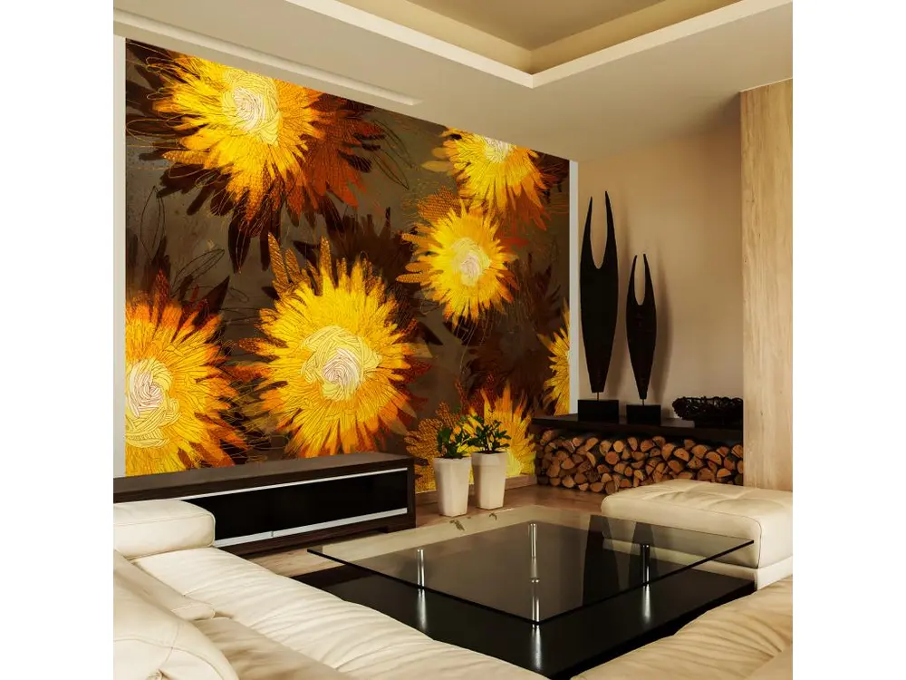 Papier peint intissé Fleurs Sunflower dance : Taille - 100 x 70 cm