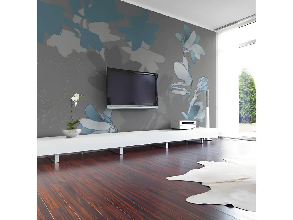 Papier peint intissé Fonds et Dessins Magnolias bleus : Taille - 250 x 193 cm