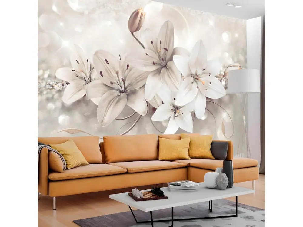 Papier peint intissé Fleurs Diamond Lilies : Taille - 350 x 245 cm