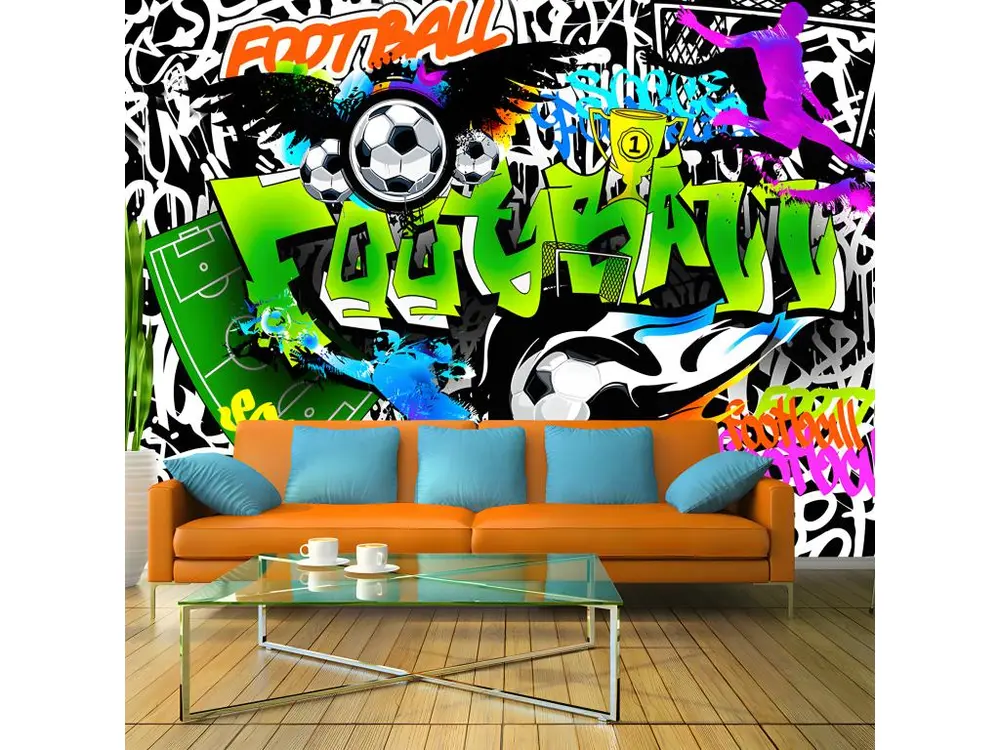 Papier peint intissé Street art Football Graffiti : Taille - 350 x 245 cm