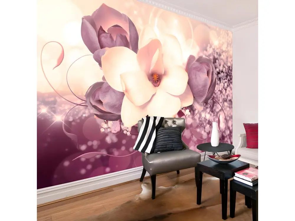 Papier peint intissé Fleurs Maroon Charm : Taille - 350 x 245 cm