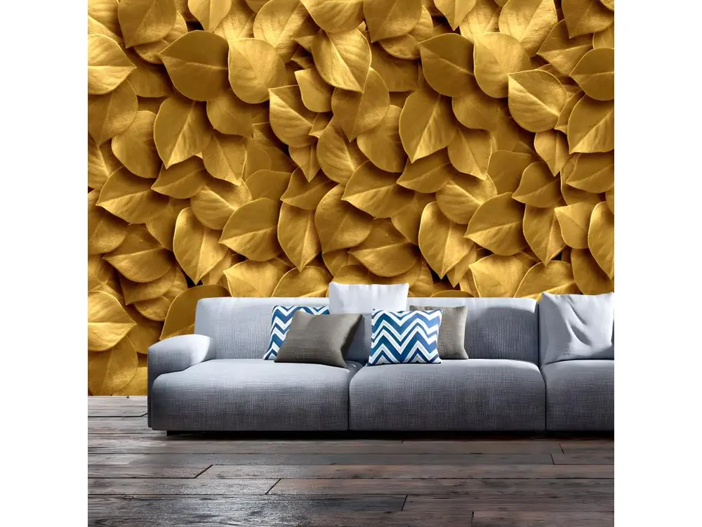 Papier peint intissé Fonds et Dessins Golden Leaves : Taille - 150 x 105 cm