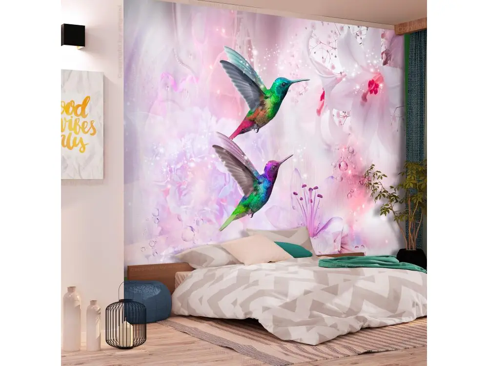 Papier peint intissé Animaux Colourful Hummingbirds (Purple) : Taille - 300 x 210 cm