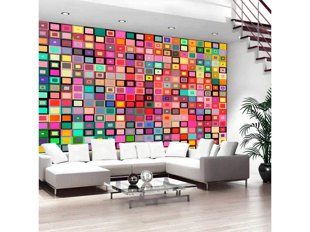 Papier peint intissé Fonds et Dessins Colourful Boxes : Taille - 350 x 245 cm