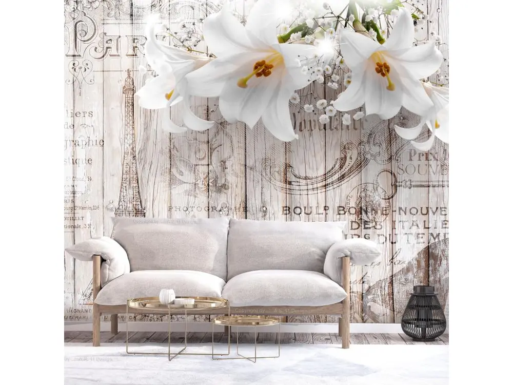 Papier peint intissé Fleurs Parisian Lilies : Taille - 400 x 280 cm