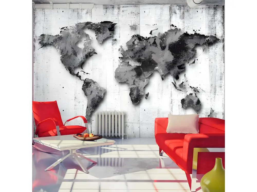 Papier peint intissé Carte du monde World in Shades of Gray : Taille - 250 x 175 cm