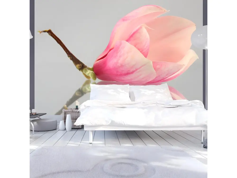 Papier peint intissé Fleurs Fleur de magnolia solitaire : Taille - 350 x 270 cm