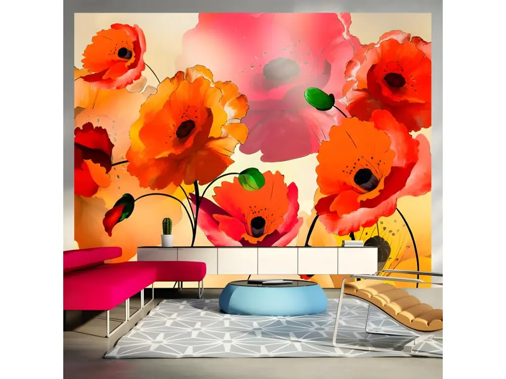 Papier peint intissé Fleurs Velvet poppies 1 : Taille - 200 x 154 cm