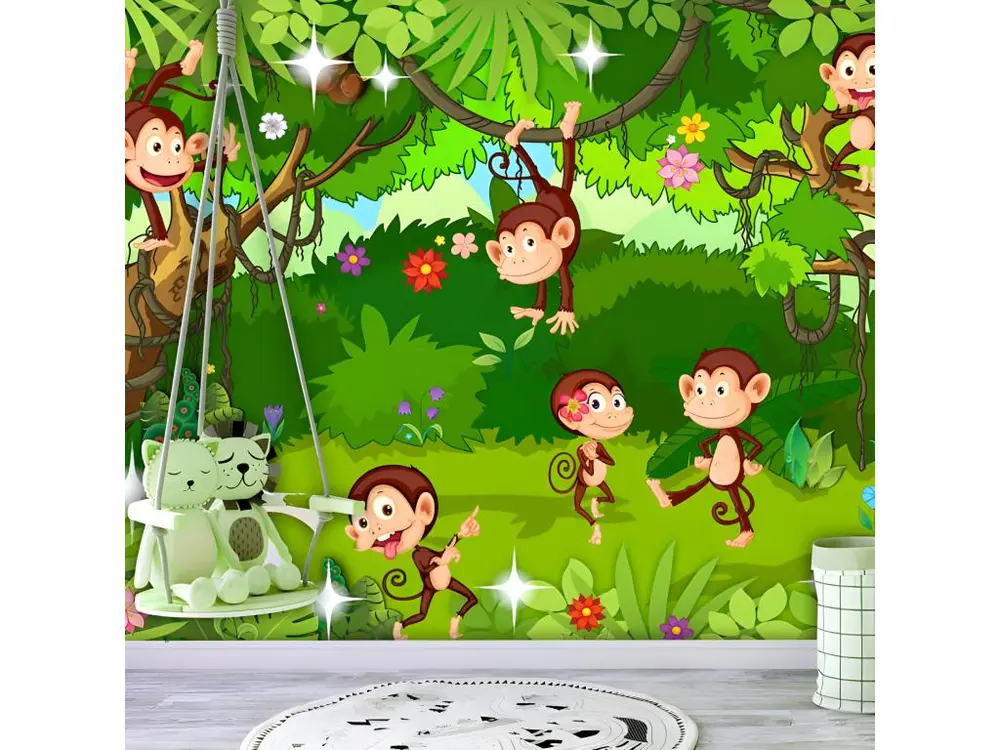 Papier peint intissé Pour enfants Monkey Tricks : Taille - 100 x 70 cm