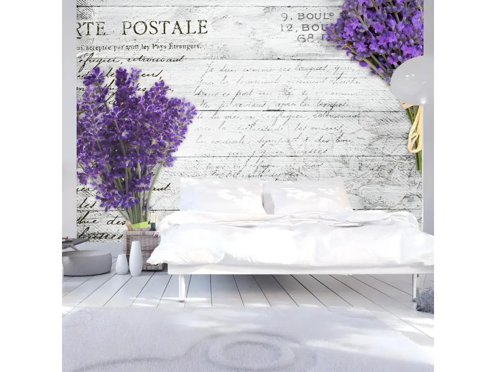 Papier peint intissé Vintage et Retro Lavender postcard : Taille - 150 x 105 cm