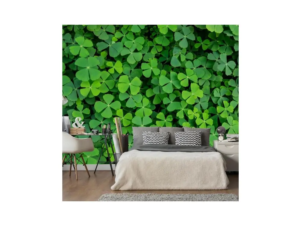 Papier peint intissé Fleurs Green Clover : Taille - 100 x 70 cm