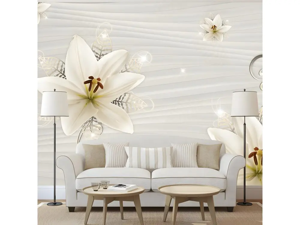 Papier peint intissé Fleurs Creamy Illusion : Taille - 250 x 175 cm