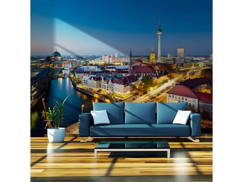 Papier peint intissé Ville et Architecture Berlin view from Fischerinsel (night) : Taille - 250 x 193 cm