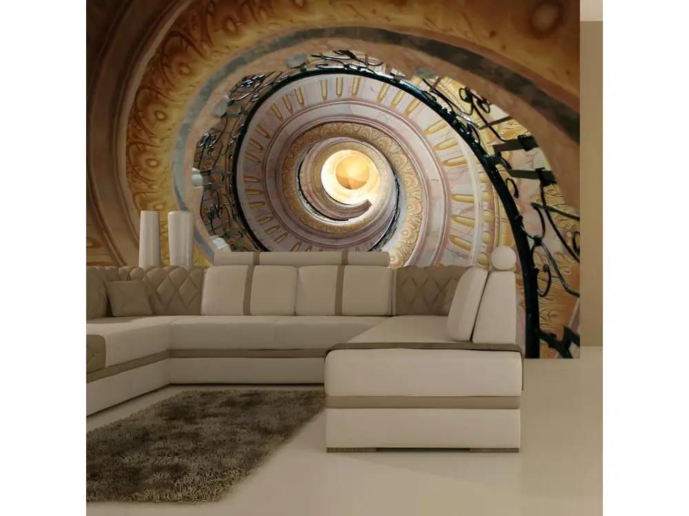 Papier peint intissé 3D et Perspective Decorative spiral stairs : Taille - 250 x 193 cm