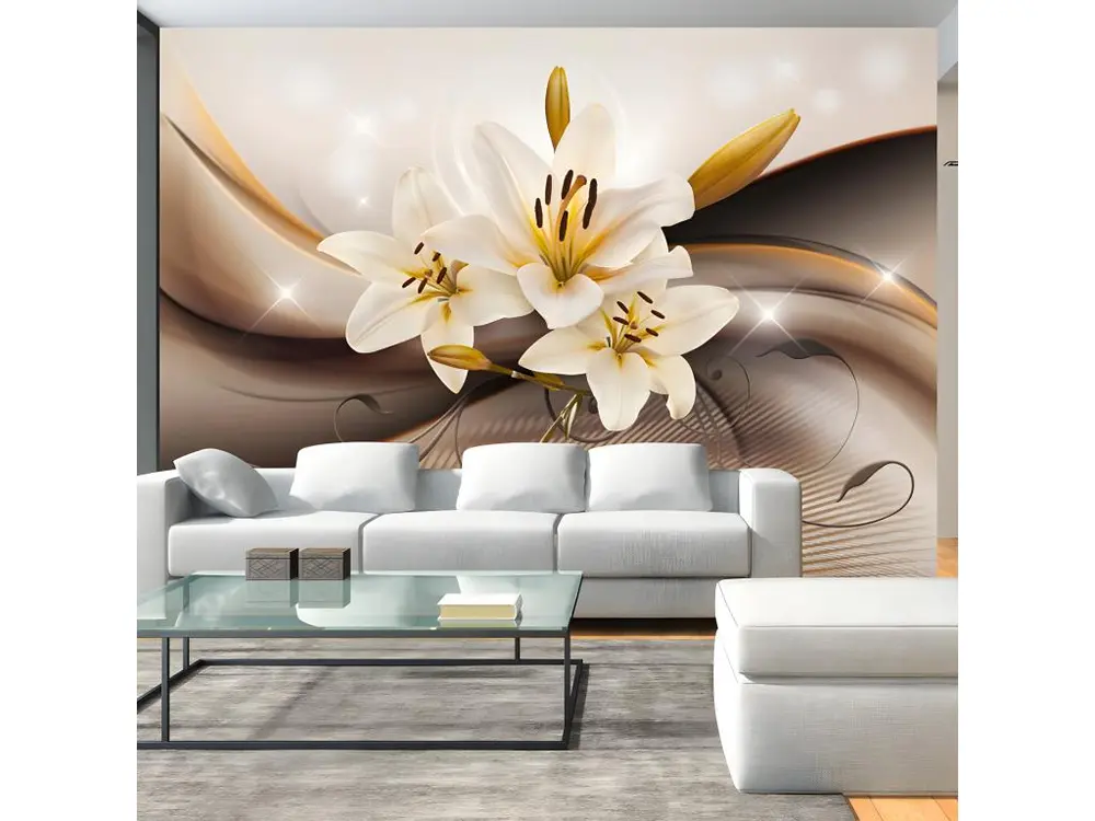 Papier peint intissé Fleurs Golden Lily : Taille - 100 x 70 cm